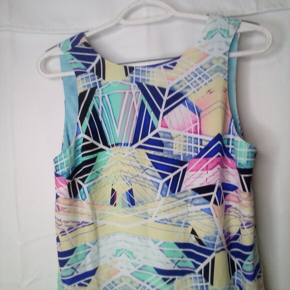 Sugar Lips Dress Women XS Sleeveless Lined Open Back Pattern Colorful - Picture 3 of 15